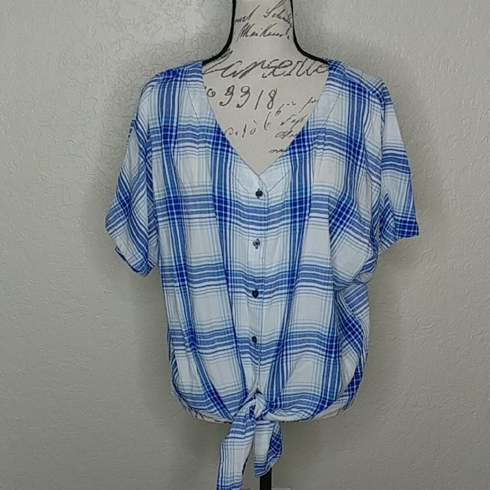 Style & Co Plaid Button Front Shirt Size‎ L
